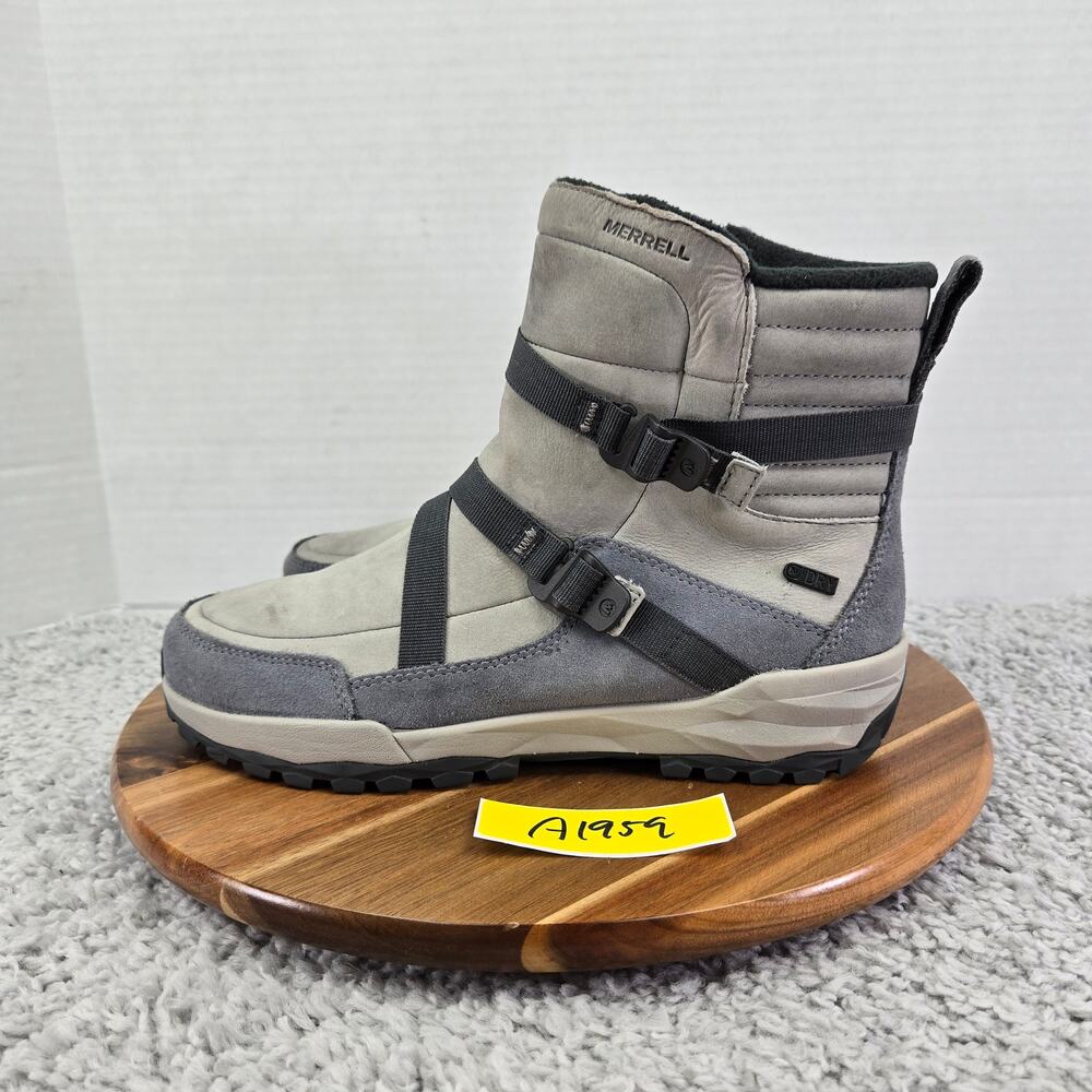 Merrell Womens 8.5 Icepack Mid Zip Polar Gray Leather 200 Gram Winter Boots